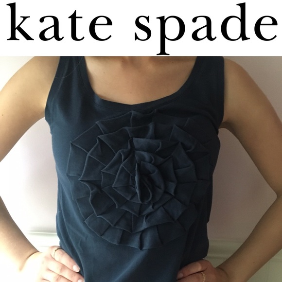 kate spade Tops - Kate Spade Navy Appliqué Rosette Tank Top